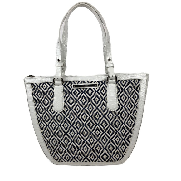 Brahim Small Willa Tote Shoulder Bag White Blue - Picture 1 of 8